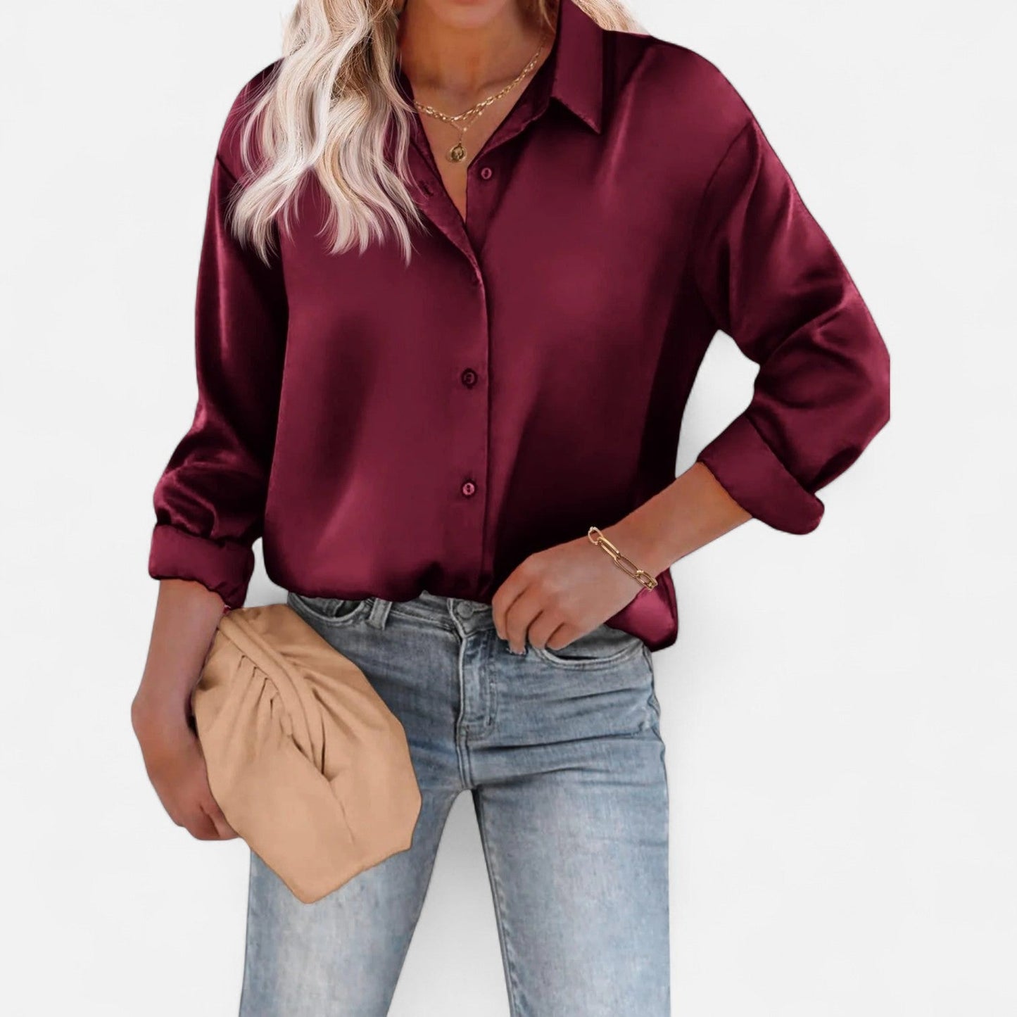 Blusa de Mujer con Cuello Clásico y Silueta Fluida – Elegancia Atemporal, Comodidad Sofisticada
