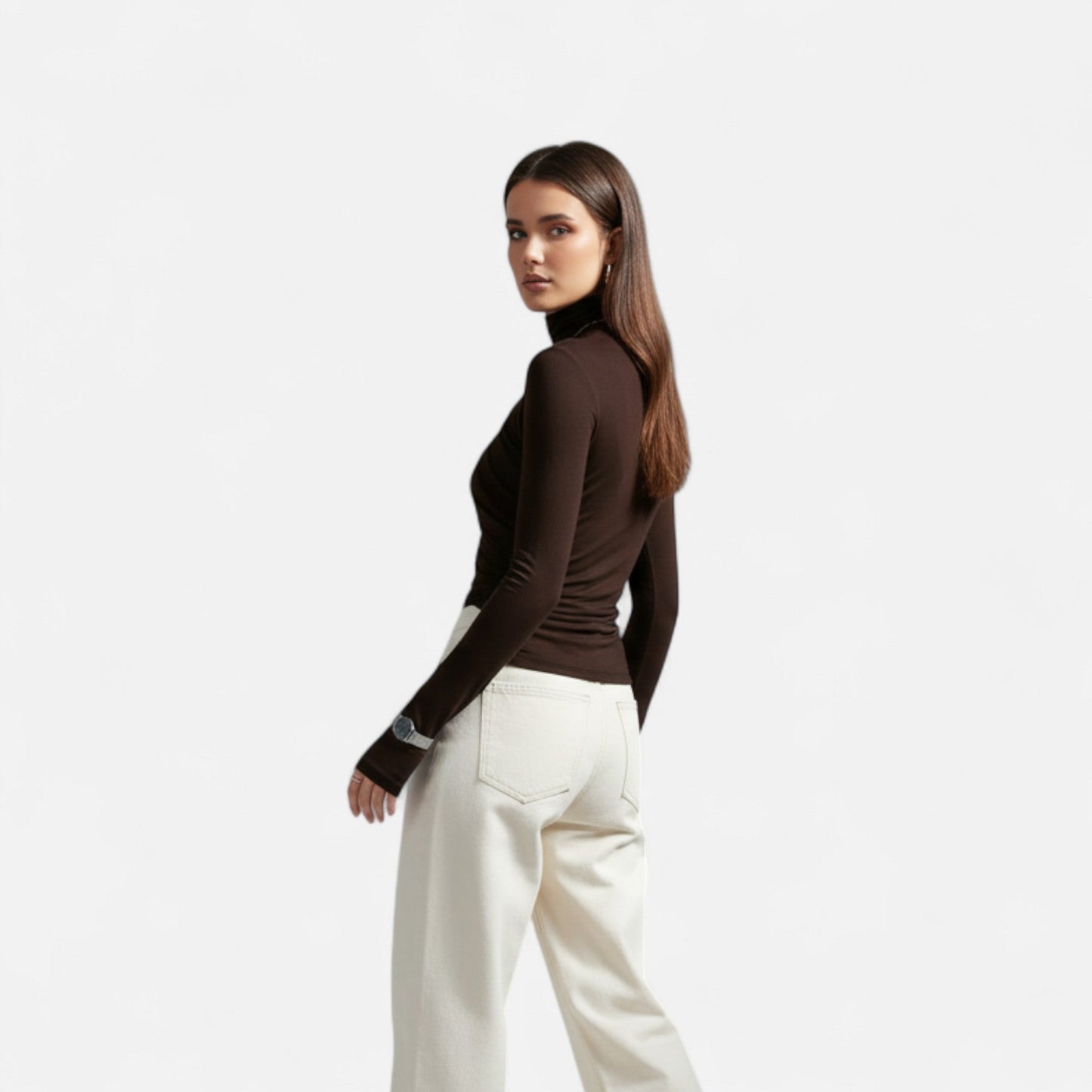 Blusa Mujer Cuello Alto con Detalle Fruncido