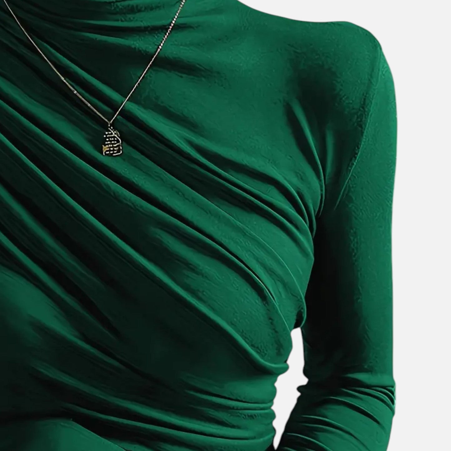 Blusa Mujer Cuello Alto con Detalle Fruncido