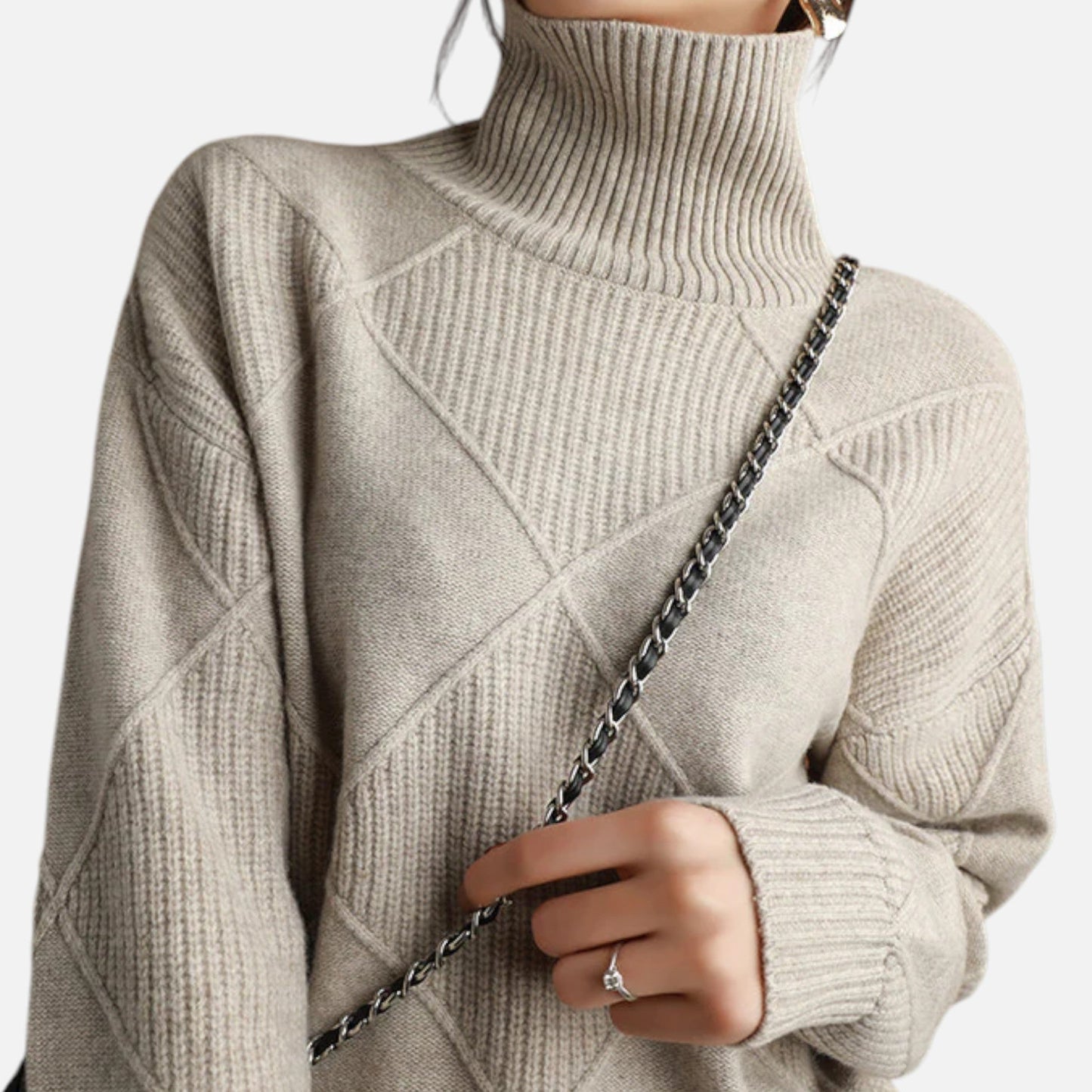 Suéter Mujer Cachemira Cuello Alto Envolvente