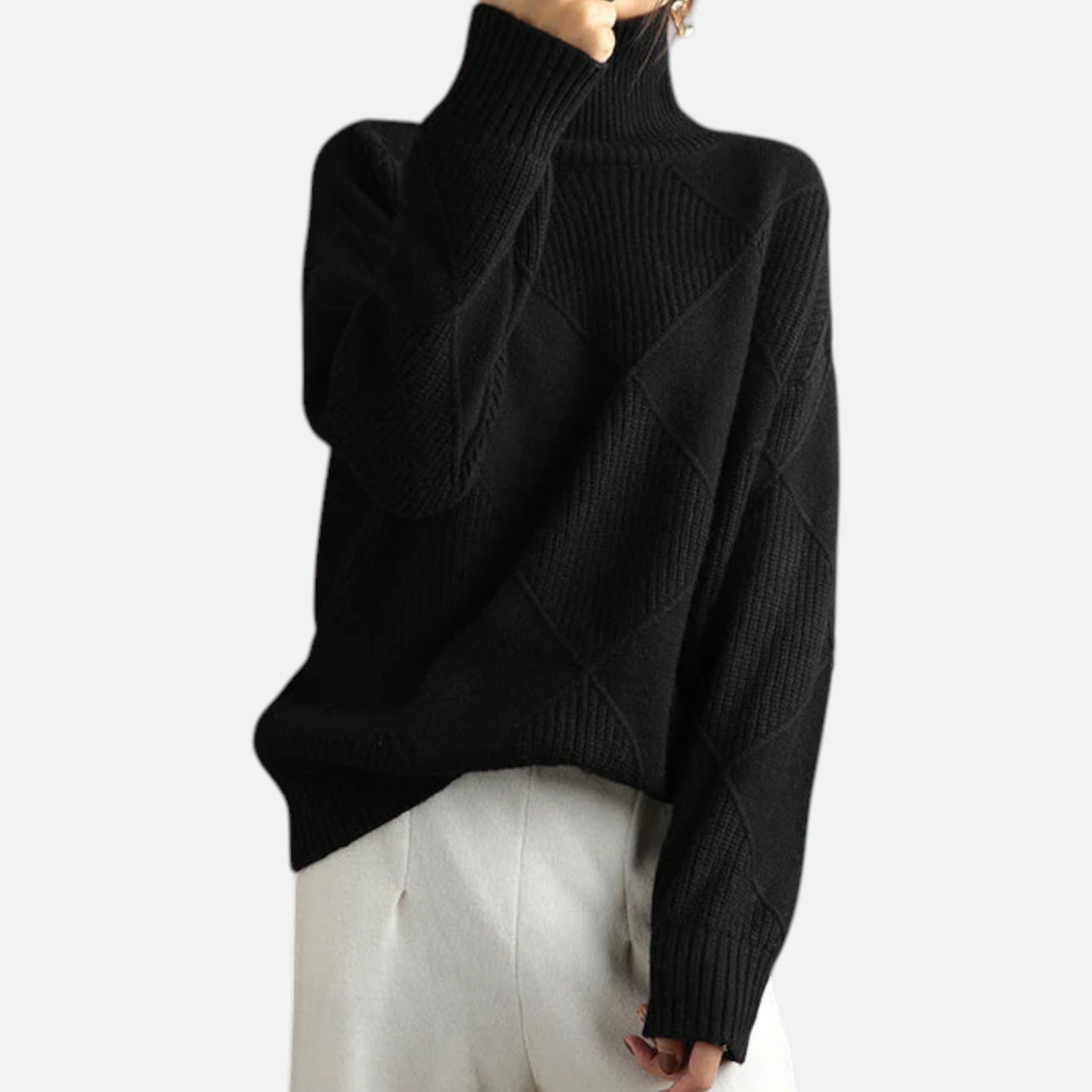 Suéter Mujer Cachemira Cuello Alto Envolvente